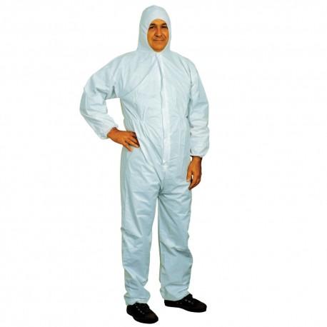 Salopette blanche jetable XL polypropylene Hardy pièce