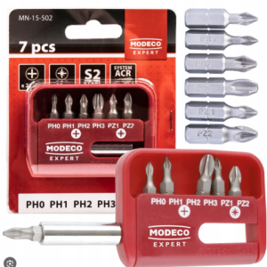 Bits en kit 6+1/25mm PH0,PH1,PH2,PH3,PZ1 PZ2 Modeco/ set