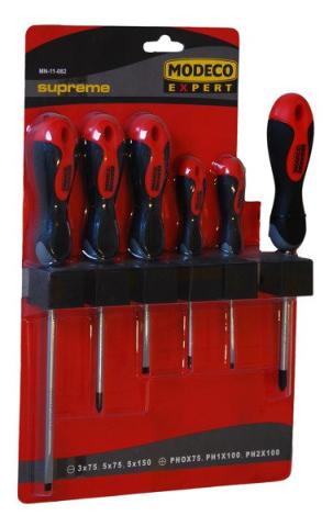 Jeu de 6 tournevis plat et en croix Modeco Expert