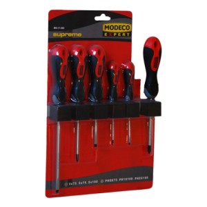 Jeu de 6 tournevis plat et en croix Modeco Expert