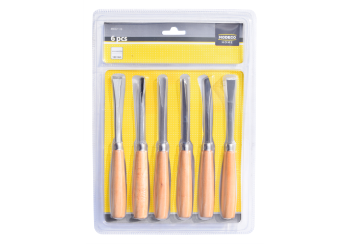 Set de 6 couteaux à bois avec poignée en bois Modeco Home set de 6 pièces