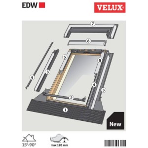 Raccord 78x160cm tuile VELUX EDW MK10 gris/ pièce