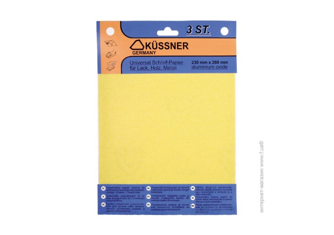 Papier de verre pour BOIS avec grain *60* 230x280mm Kussner 3pièces
