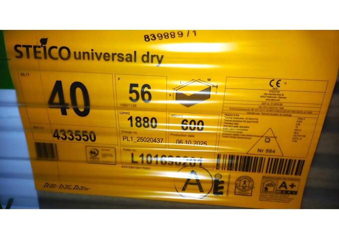 Isolant laine bois RIGIDE 4cm Steico UNIVERSAL Dry 1880x600mm T&M panneau 1.128m²