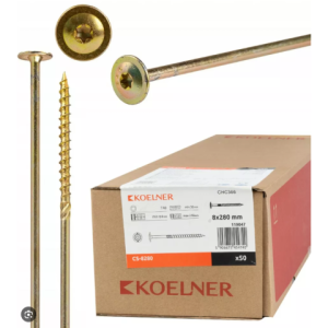 Vis à bois CS 8x280mm GRANDE TETE Torx 40 Koelner/ 50pièces