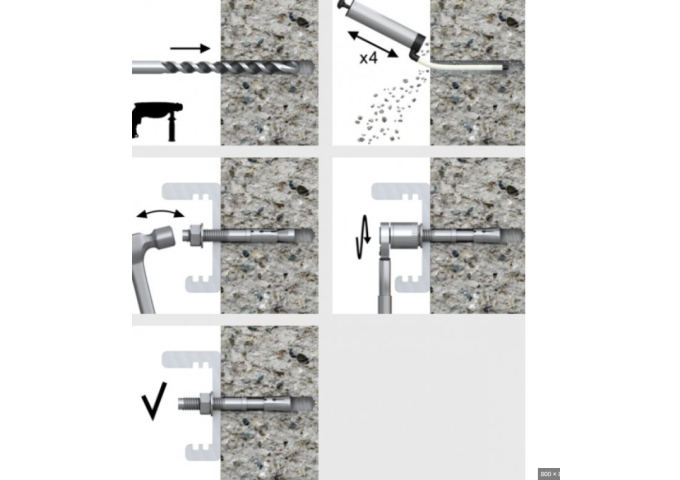 Goujon d'ancrage en acier 8X95mm R.XPT.08095.30 Rawlplug 100pièces
