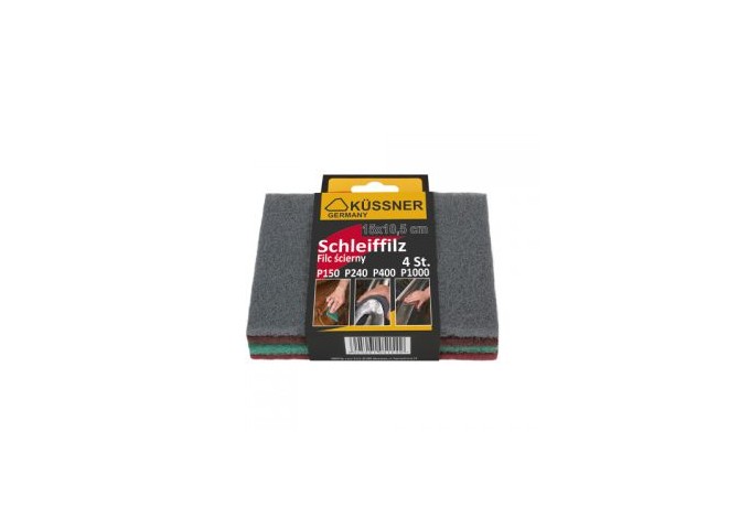 Feutre abrasif Gris.Vert.Rouge.Gris P1000 P400 P240 et P150 15x10.5cm Kussner 4pièces