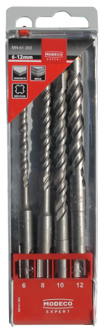 Set de 4 mèches béton SDS+ 6.8.10.12mm Modeco Expert