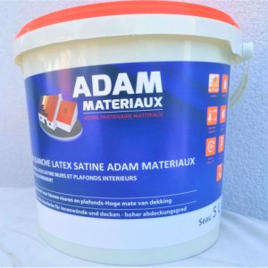 Peinture blanche Latex Satiné Adam Matériaux murs et plafonds intérieurs/ seau 5L