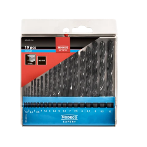 Set de 19 mèches a métal HSS 1-10mm Modeco